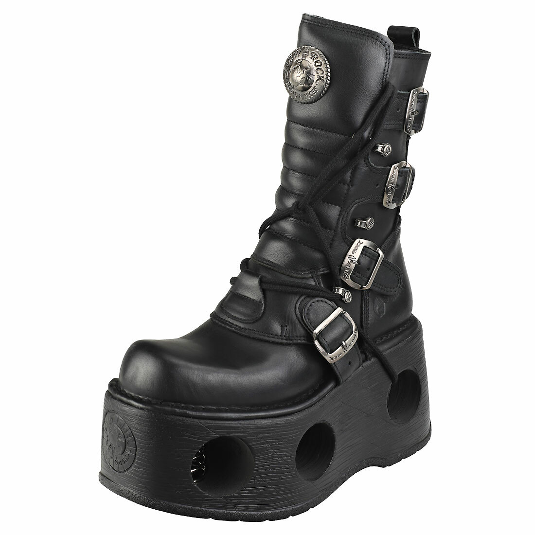 Nuevas botas de rock espacio Metálico Neptuno Cuero Negro botas De Plataforma - 39 UE Nuevas botas de rock espacio Metálico Neptuno Cuero Negro botas De Plataforma - 39 UE