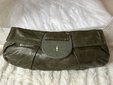 R&y Augousti Clutch Olive Green Leather & Stingray Evening Bag Rare & Fab!!