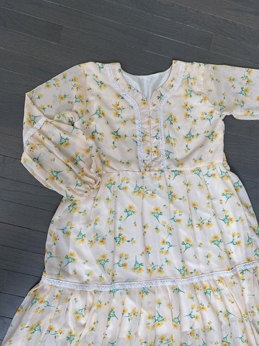 Women's 3 Layer Floral Long Sleeve Laces Maxi Dress Size M - Picture 13 of 13