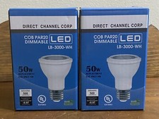 8W LED PAR20 Light Bulb 3000K Warm White - White Finish Lot Of 2