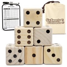 GoSports Giant 3.5" Wooden Playing Dice Set - Carry Case  Scoreboard Included