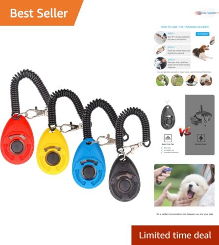 Ergonomic 4-Pack Dog Training Clickers - Ideal for Safe Behavioral Training
