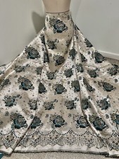 Teal Green Ivory Gold Black Metallic Brocade Fabric 58 Width Sold By Yard