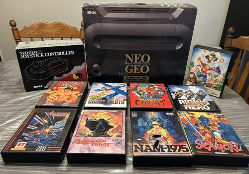 Huge Vintage Neo Geo AES Lot US SELLER CIB GAMES PAL CONSOLE Joystick Blues, Nin
