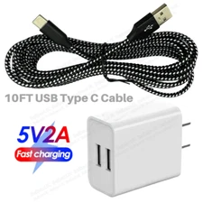 Dual Port USB Power Adapter Fast Charger Block TypeC Cable For iPhone 15 Samsung