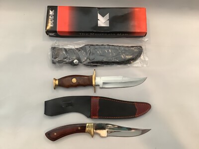 2 Pakistan Knives: BUDK Mountain Man 10  Knife BK2945 and 11  Knife w/ Sheaths