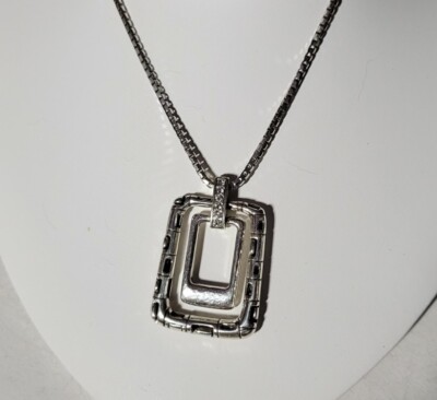 Brighton NEXUS Silver Open Notched Rectangle Crystal Pendants Necklace ...