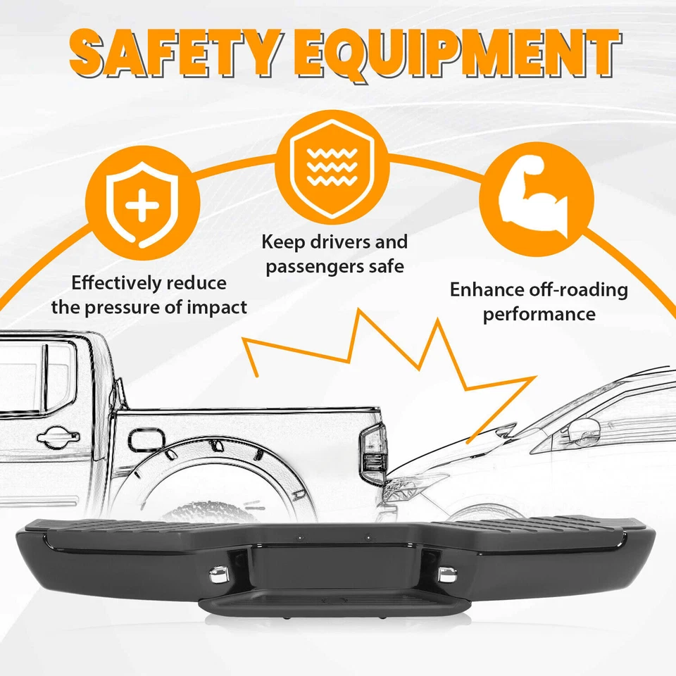 Para 1998-2004 Nissan Frontier XE SE conjunto completo de para-choque traseiro de aço - Imagem 4 de 4