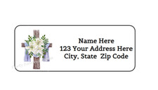 30 EASTER LILY CROSS PERSONALIZED RETURN ADDRESS LABELS 1 in X 2.625 in