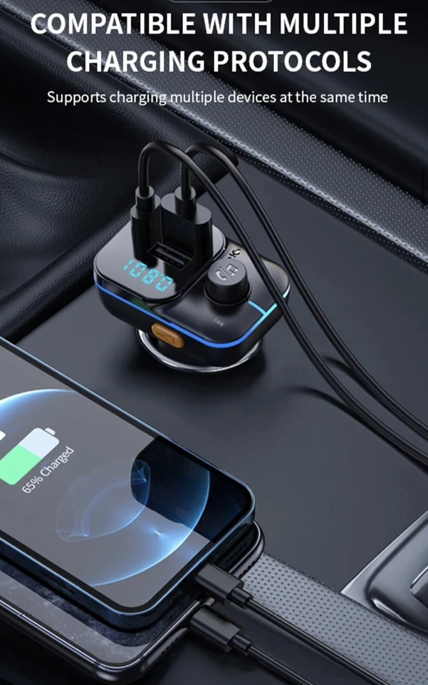 Kfz-FM-Sender, Bluetooth 5,0-Headset, Radio FM-Modulator,Auto Transmitter,USB,C - Bild 4 von 4