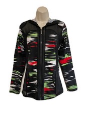 Dolce Bonita active wear set M black red green mesh accent jacket/ leggings/ top