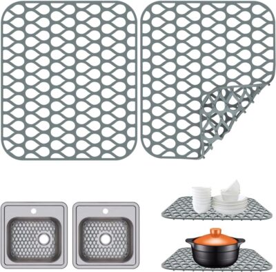 2 Stück Sparpack Silikon Spülbeckeneinlage Spülmatte Rechteck 34.5cm x 29.5cm
