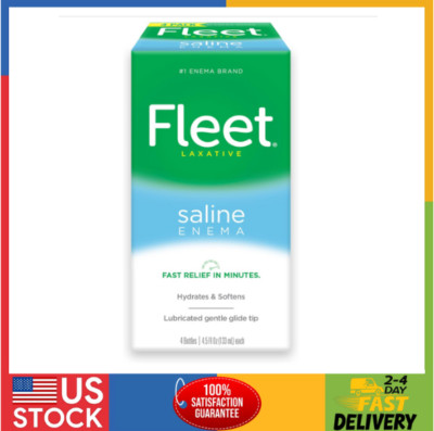 Fleet Laxative Saline Enema for Adult Constipation, 4 Bottles, 4.5 Fl Oz