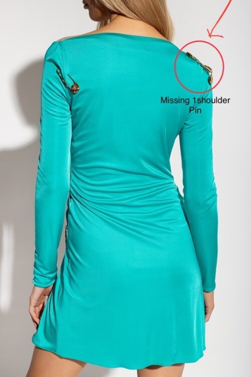 VERSACE Safety Pin One Shoulder Slash Cutout Mini Dress MRSP