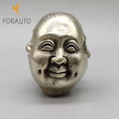 6cm Buddhism Silver 4 Different Emotions Face Maitreya Buddha Head Statue
