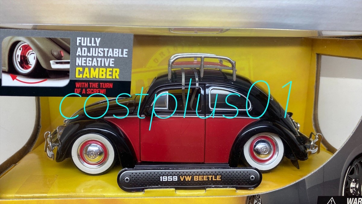 JADA DUB CITY OLDSKOOL 1959 VW BEETLE 1:24 BLACK 2T WITH RACK