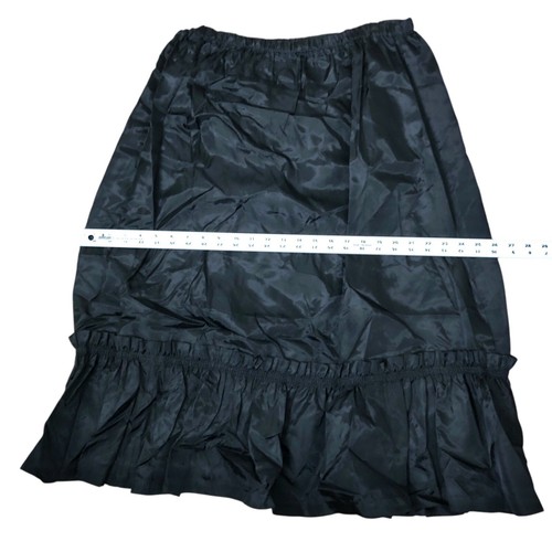 Roamans Vintage Half Slip Size B0 Black Taffeta Tiered Ruffled Midi Under Skirt - Picture 8 of 10