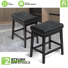 Counter Height Bar Stool Upholstered Backless Pub Kitchen Dining Chairs，Set of 2