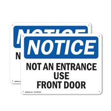  2 Pack Not An Entrance Use Front Door OSHA Notice Sign Decal Metal Plastic