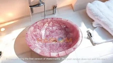 18" Rose Quartz Stone Sink Crystal Healing Washbasin Luxury Kitchen & Bath Decor