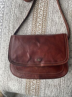 THE BRIDGE Vintage Genuine Brown Leather Satchel Shoulder Bag
