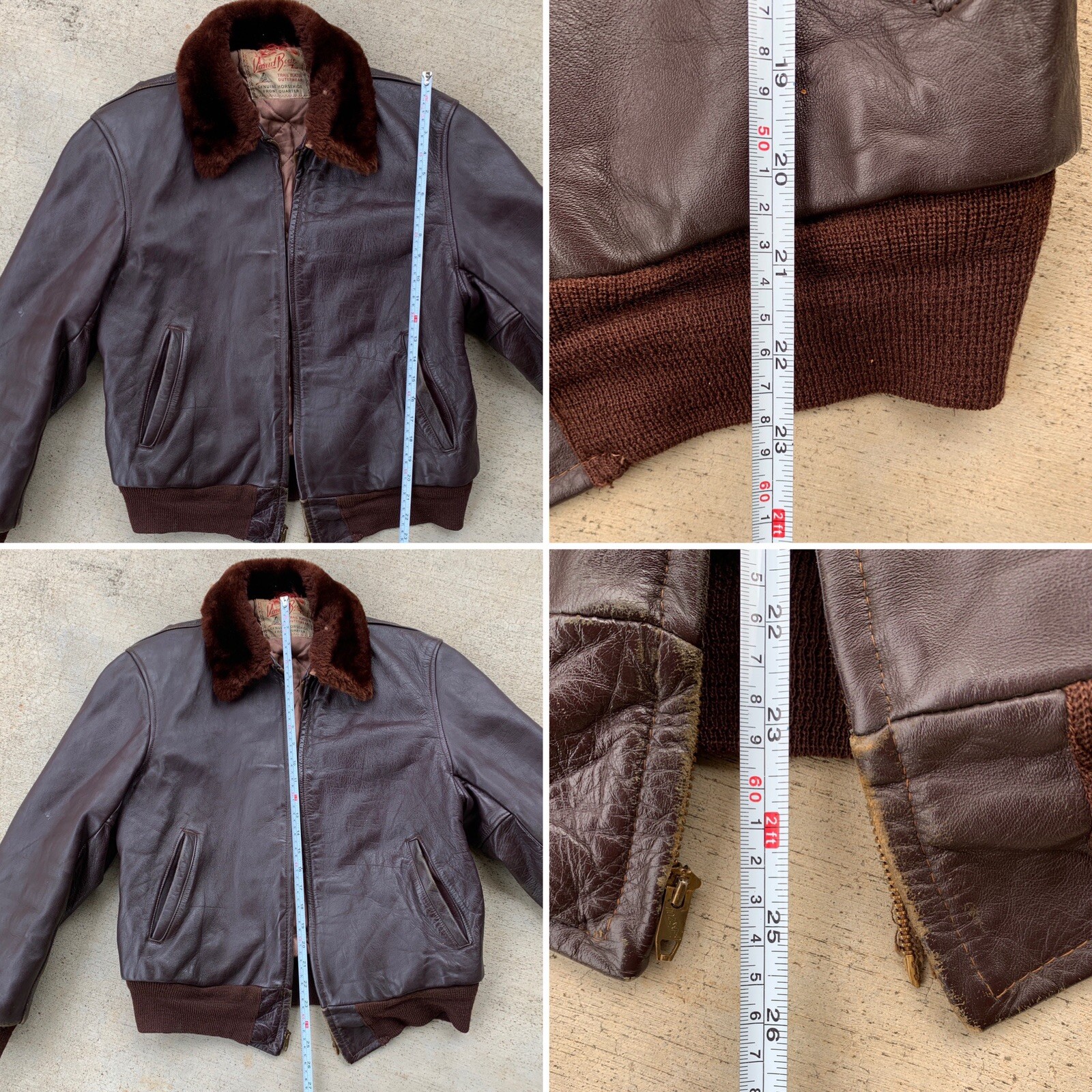 Vintage Daniel Boone Horsehide Leather Jacket Bomber Aviator CONMATIC