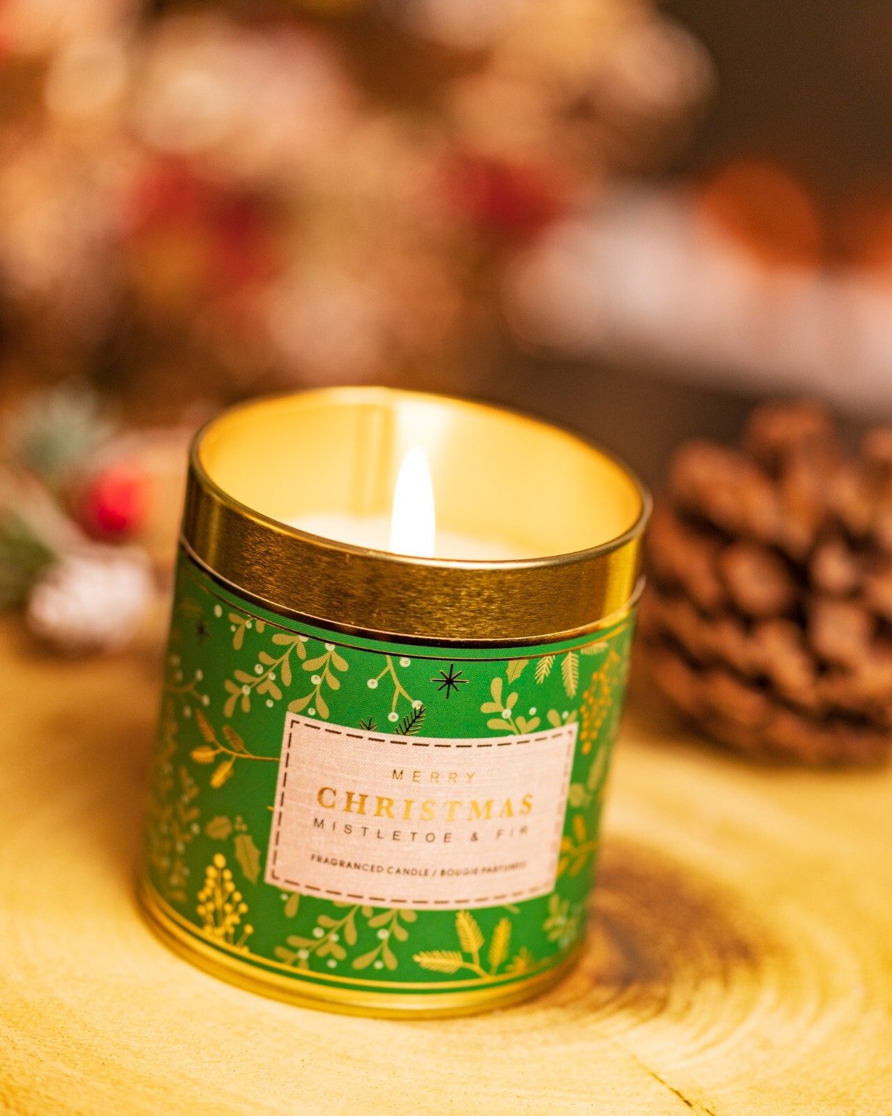 Christmas Scented Candle Decoration Mistletoe Fir Xmas Fragrance Green