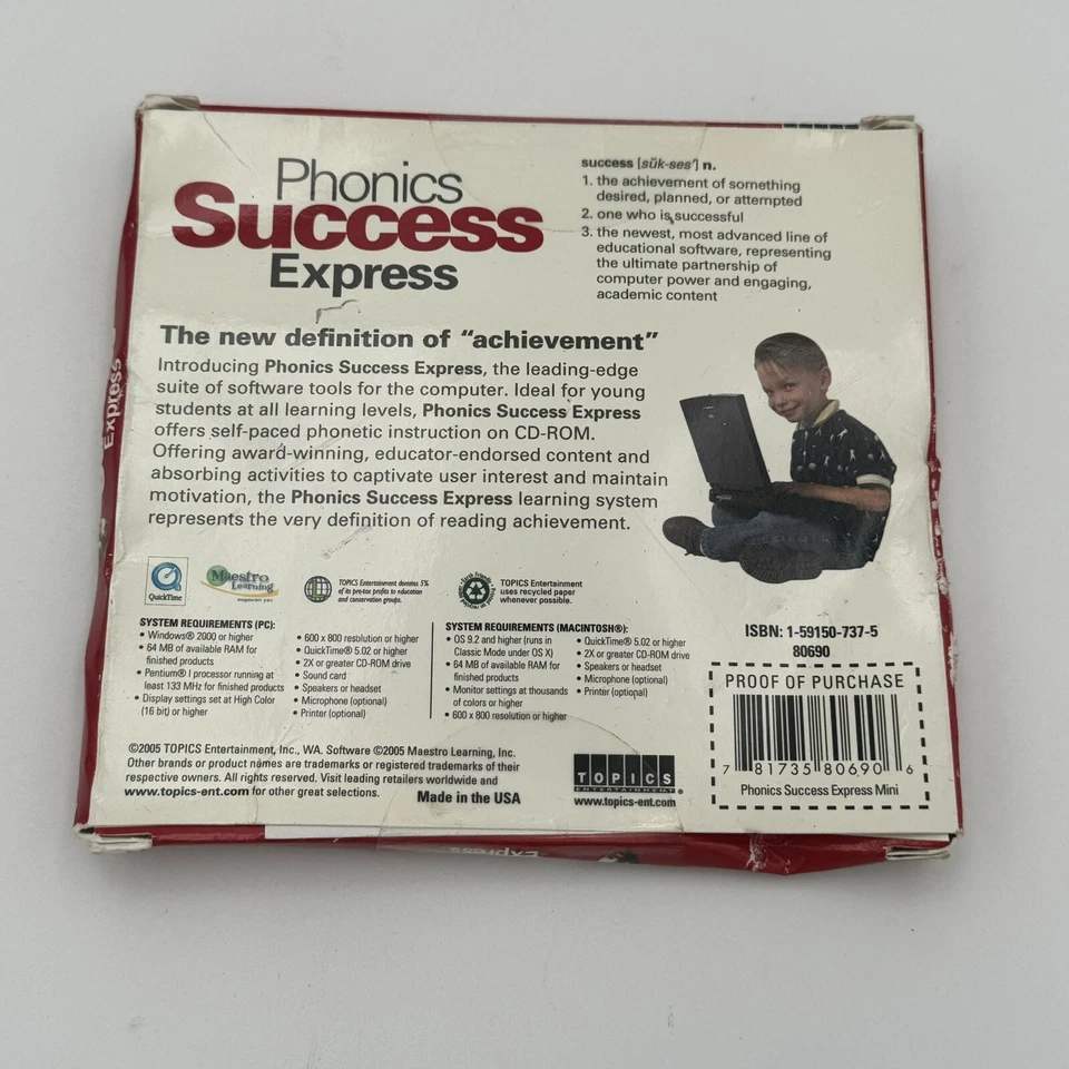Phonics Success Express Ages 5-9 Grades K-4 Reading Topics WIN MAC CD-ROM 2005 - Image 2 of 3