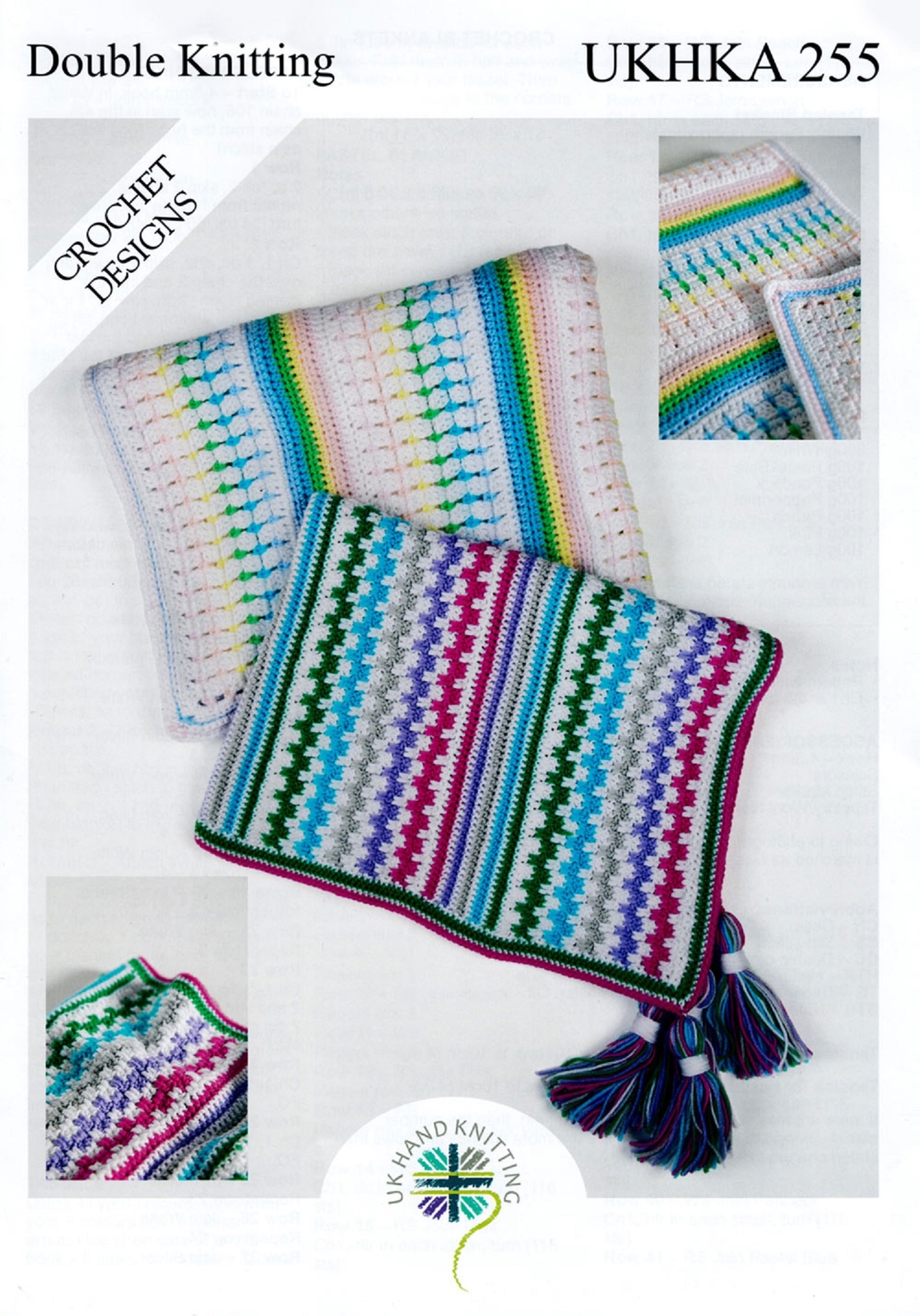Crochet Pattern for Baby Pram Cot Blankets Double Knit in 2 Designs UKHKA 255