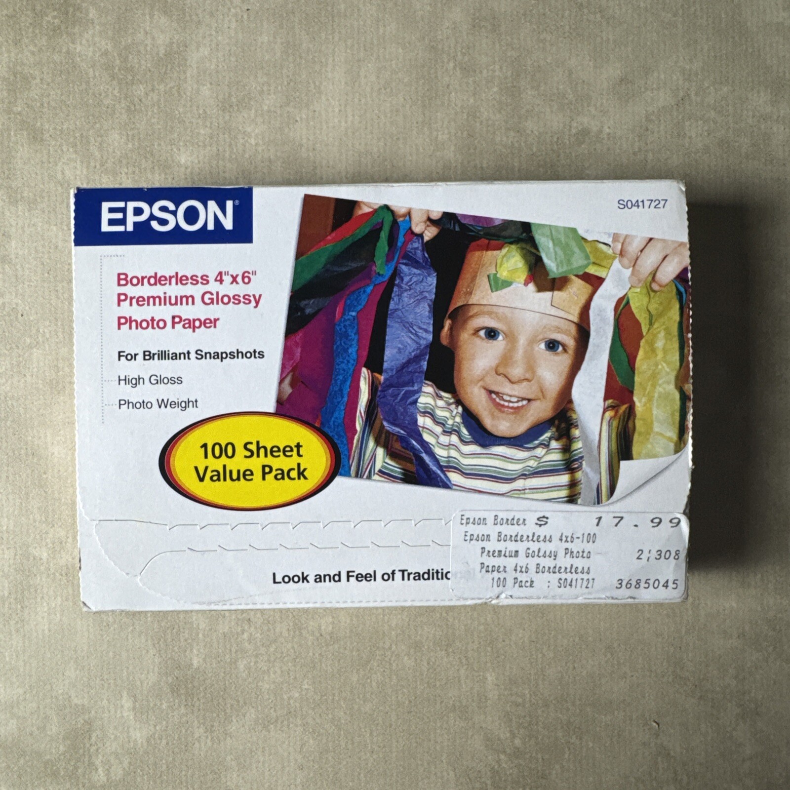 Epson Borderless 4x6 Premium Glossy Photo Paper 100 Sheets S041727
