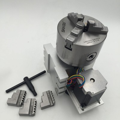 4th A Rotary Axis Nema23 6:1 Stepper Motor 3Jaw 80mm K11-80 Chuck CNC Millin