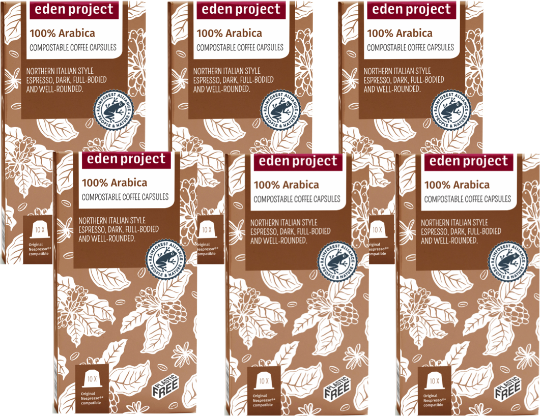 60 PLASTIC FREE Eden Project Home Compost 100% Arabica Nespresso Compatible Pods