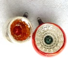 2 Old Vintage GDR Glass Christmas Ornaments X-mas Fir-tree Decorations Lanterns