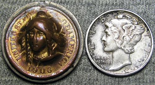 Matron Head Repousse Indian Head Cent Buffalo Mercury Lincoln Trick coin  #837K