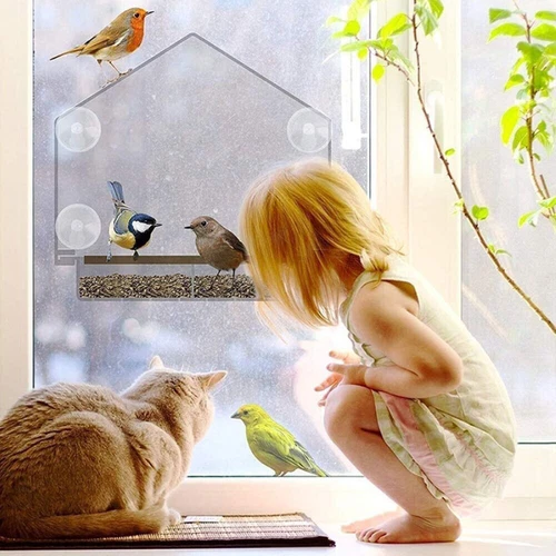 Clear Window Bird Feeder with Strong Suction Cups Wild Bird Feeder Bird Watching - Picture 8 of 15