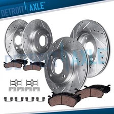 Front Rear Drilled Slotted Rotors Ceramic Brake Pads for 1999 2000 Honda Civic