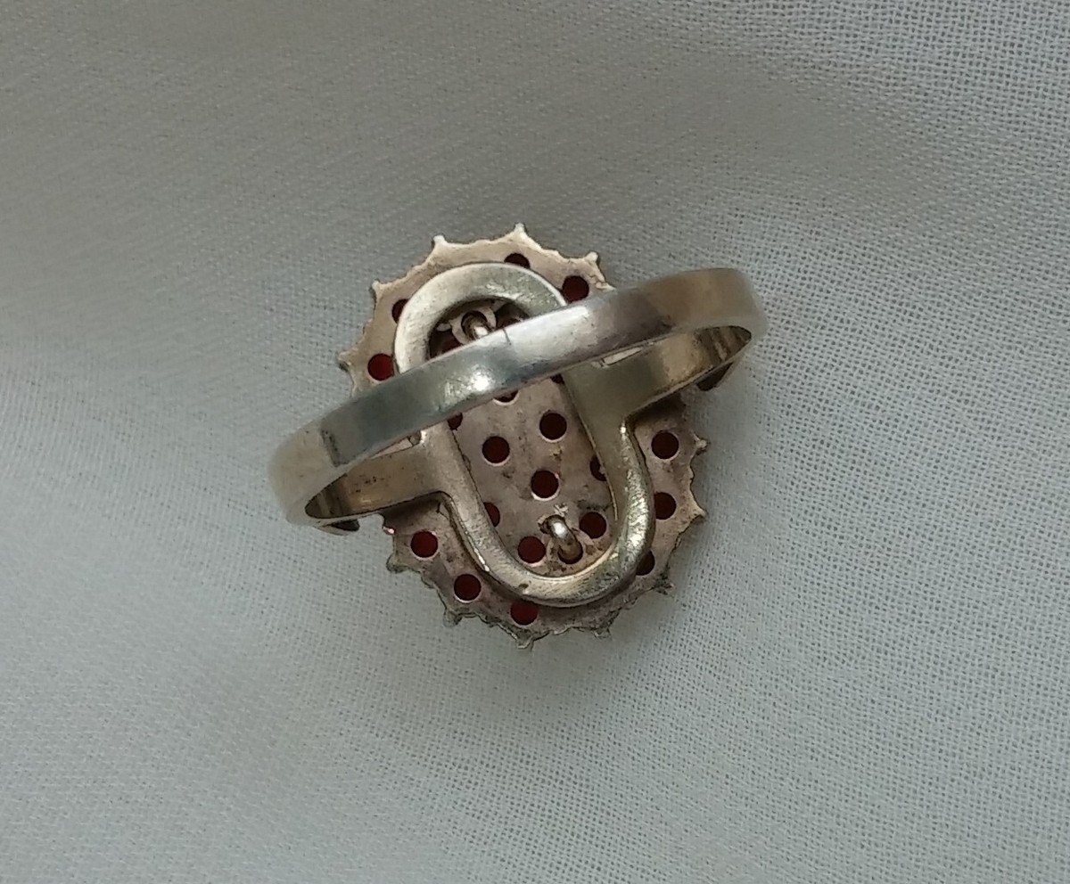 Antique silver ring G 900 Bohemian Pyrope Garnet Czech Antique silver ring G 900 Bohemian Pyrope Garnet Czech