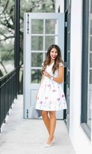 Ted Baker London Callila Fit  Fare Sketchbook White Floral Dress Sz 3 Pockets 