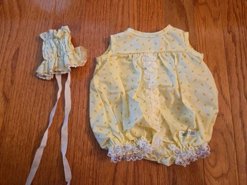 Vintage Cabbage Patch Kids /Doll Yellow Rosebud Romper CPK  Coleco