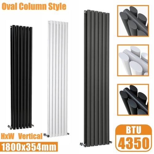 Anthracite Designer Oval Column Flat Panel Radiator Vertical Horizontal Rads - Picture 91 of 195