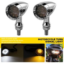 Chrome Motorcycle Bullet Amber Blinker Running Led Turn Signals Tail Rear Light