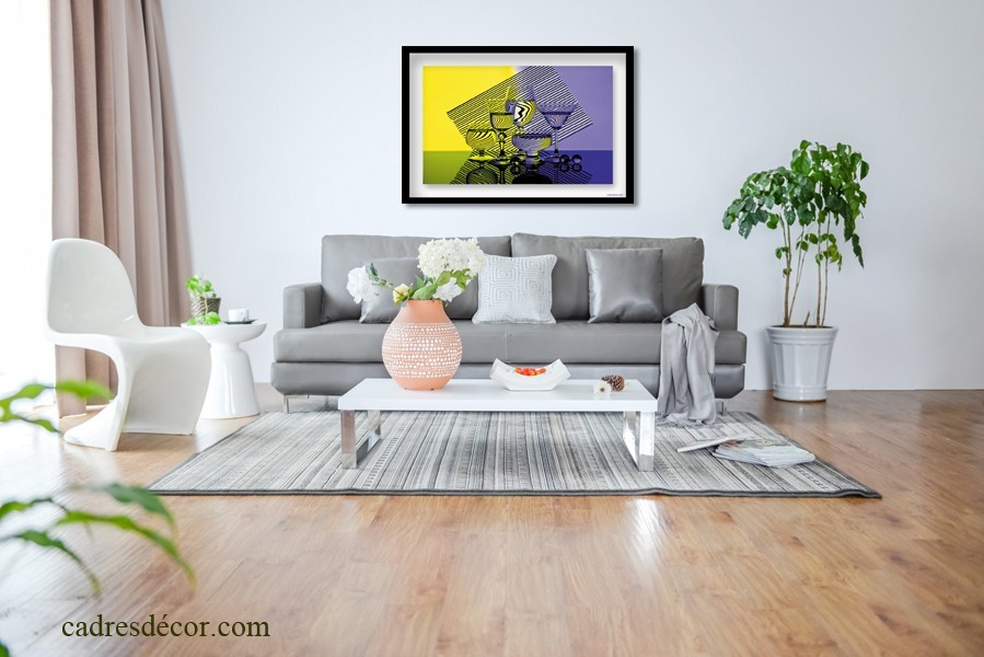 Cadre décoratif Diagonales 4823 tableau mural géométrique noir et blanc