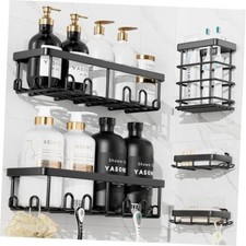 Shower Caddy 5-Piece Set 2 Caddies, 2 Soap Holders, 1 Toothbrush Holder Black