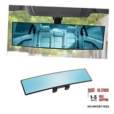 Car Rearview Mirror, 12 Inch Panoramic Wide Angle Anti-Glare, Clip on Auto Blue