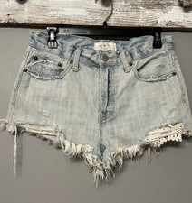 We The Free Free People 28 Cut Off Denim Jean Mid Rise 2.5" Shorts Button Fly