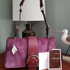NWT Coach 9664 Soho Shoulder Flap Wine Purple Suede Leather Bag Vintage Y2K