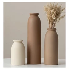 TINCTOTNIC 3pc Ceramic Vase Set Nordic Modern Boho Farmhouse Decor