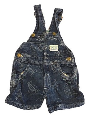 OshKosh B'Gosh Denim Shorts Overalls Jumper Vtg Vestbak Steamboat USA 3T