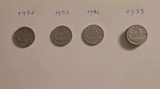 6 Monete, 5 lire delfino, 1: 1952, 1: 1953, 1: 1954, 3: 1955