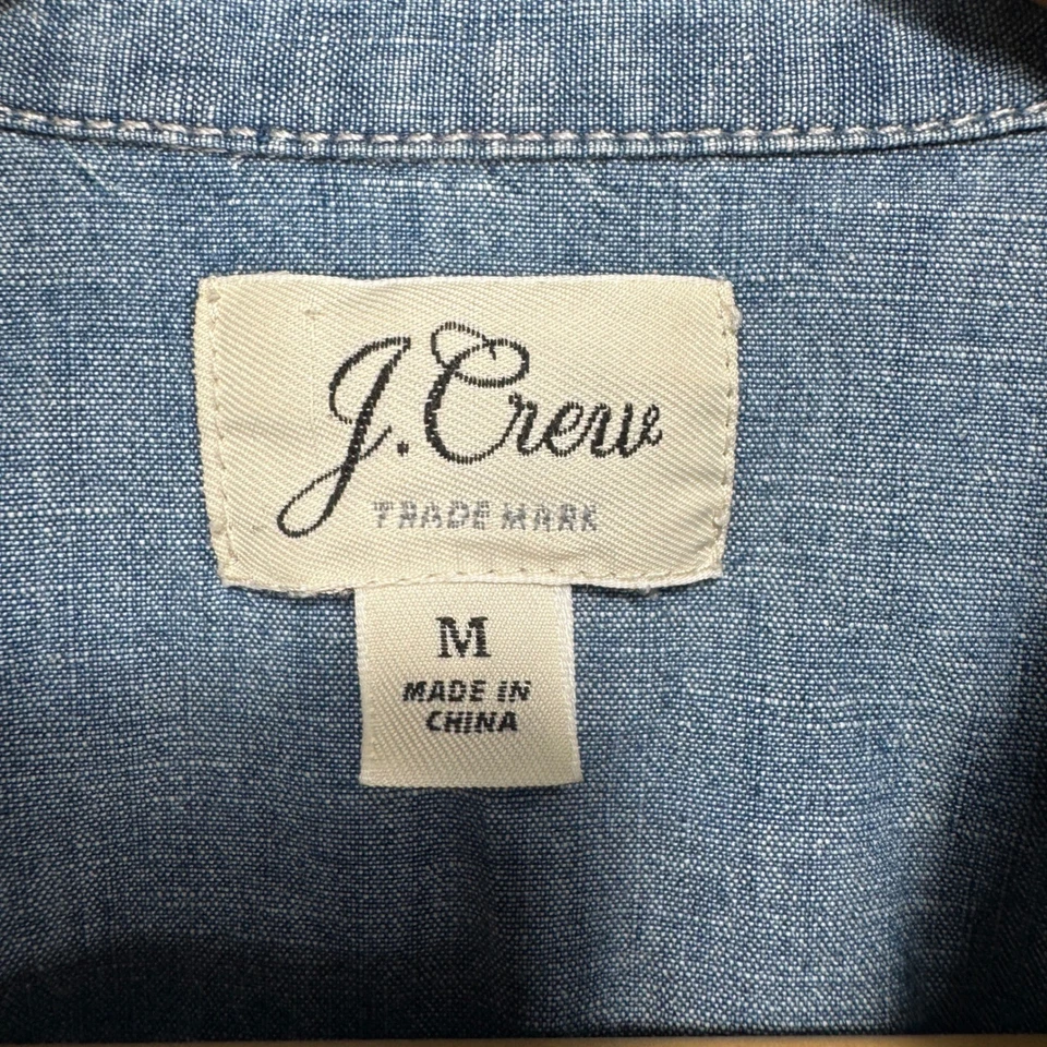 Vestido Camisa J.Crew Cambray Mujer Mediano Con Botones Manga Larga Bolsillos Algodón Foto 4 de 4